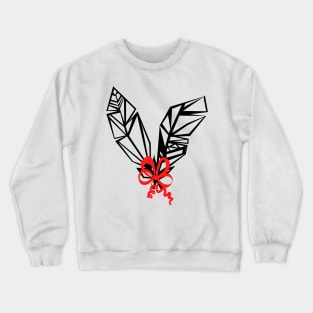 Two bird feathers and a red ribbon Crewneck Sweatshirt